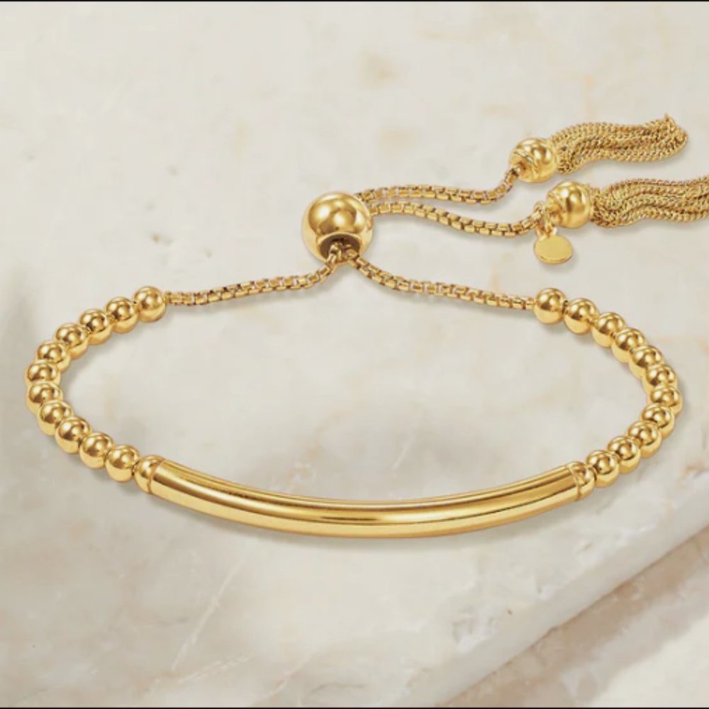 Italian 18kt Gold over Sterling Silver Beaded Bolo Bracelet